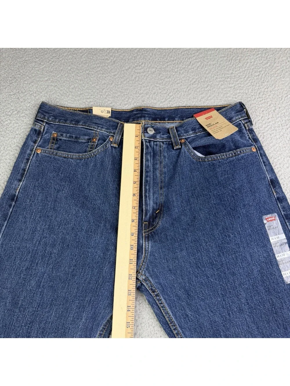 Levis 505 Blue Denim Jeans Men's 36x32 Regular Fit Straight Leg 100% Cotton NWT